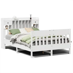 Bedframe zonder matras massief grenenhout wit 150×200 cm Bedframe zonder matras massief grenenhout wit 150×200 cm