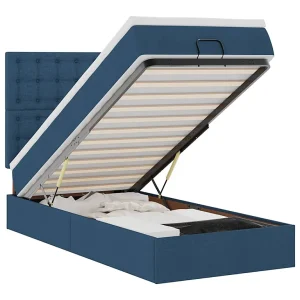 Bed met matras 90×200 cm stof blauw