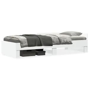Bedframe bewerkt hout wit 75×190 cm Bedframe bewerkt hout wit 75×190 cm