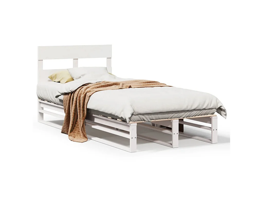 Bedframe zonder matras massief grenenhout wit 140x200 cm