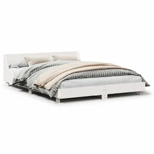Bedframe zonder matras massief grenenhout wit 120×200 cm Bedframe zonder matras massief grenenhout wit 120×200 cm