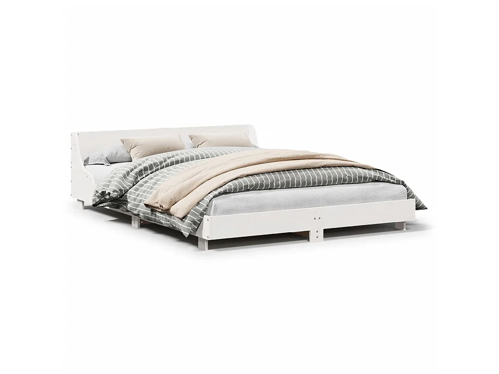 Bedframe zonder matras massief grenenhout wit 120x200 cm