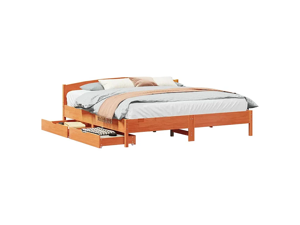 Bedframe zonder matras massief grenenhout wasbruin 200x200 cm