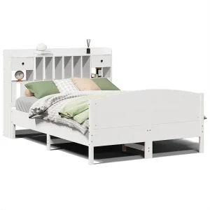 Bed met boekenkast zonder matras grenenhout wit 150×200 cm Bed met boekenkast zonder matras grenenhout wit 150×200 cm