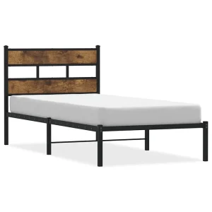 Bedframe zonder matras metaal gerookt eikenkleurig 75×190 cm Bedframe zonder matras metaal gerookt eikenkleurig 75×190 cm