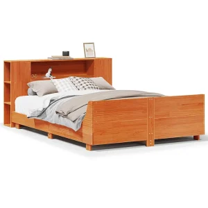 Bed met matras massief grenenhout wasbruin 140×190 cm Bed met matras massief grenenhout wasbruin 140×190 cm