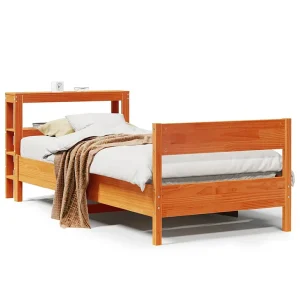 Bedframe zonder matras massief grenenhout wasbruin 75×190 cm Bedframe zonder matras massief grenenhout wasbruin 75×190 cm