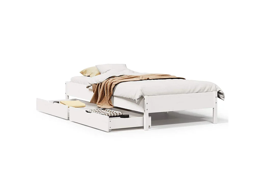 Bedframe zonder matras massief grenenhout wit 90x190 cm
