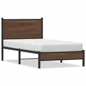 Bedframe zonder matras metaal bruin eikenkleurig 75×190 cm Bedframe zonder matras metaal bruin eikenkleurig 75×190 cm