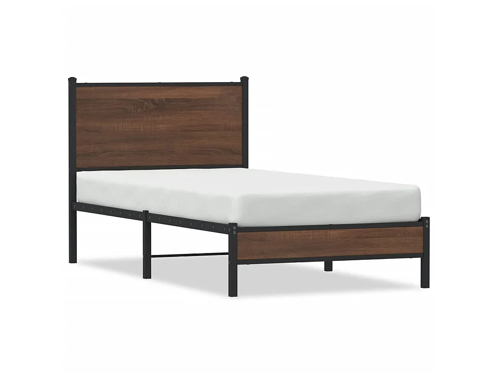 Bedframe zonder matras metaal bruin eikenkleurig 75x190 cm