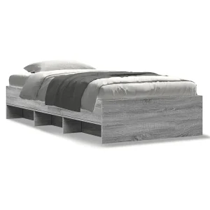 Bedframe bewerkt hout grijs sonoma eikenkleurig 75×190 cm