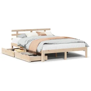 Bedframe met lades massief grenenhout 140×190 cm Bedframe met lades massief grenenhout 140×190 cm