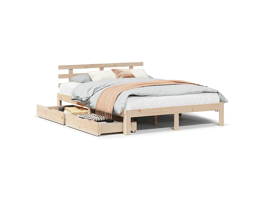 Bedframe met lades massief grenenhout 140x190 cm