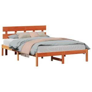 Bedframe met hoofdeinde Bruin 150 x 200 cm Massief grenenhout Bedframe met hoofdeinde Bruin 150 x 200 cm Massief grenenhout