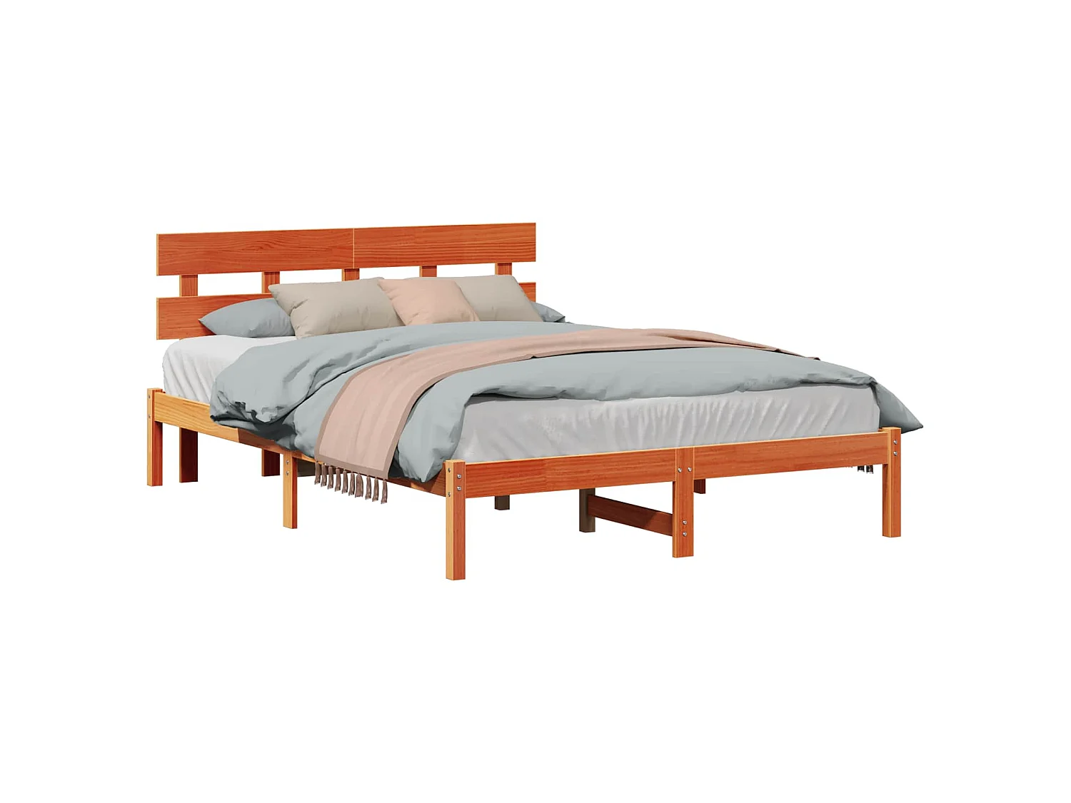 Bedframe met hoofdeinde Bruin 150 x 200 cm Massief grenenhout