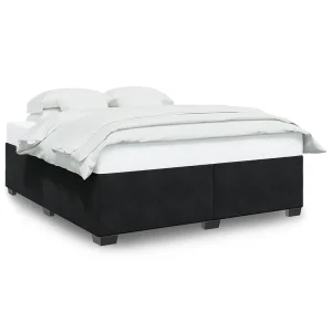 Bedframe zonder matras 200×200 cm fluweel zwart Bedframe zonder matras 200×200 cm fluweel zwart