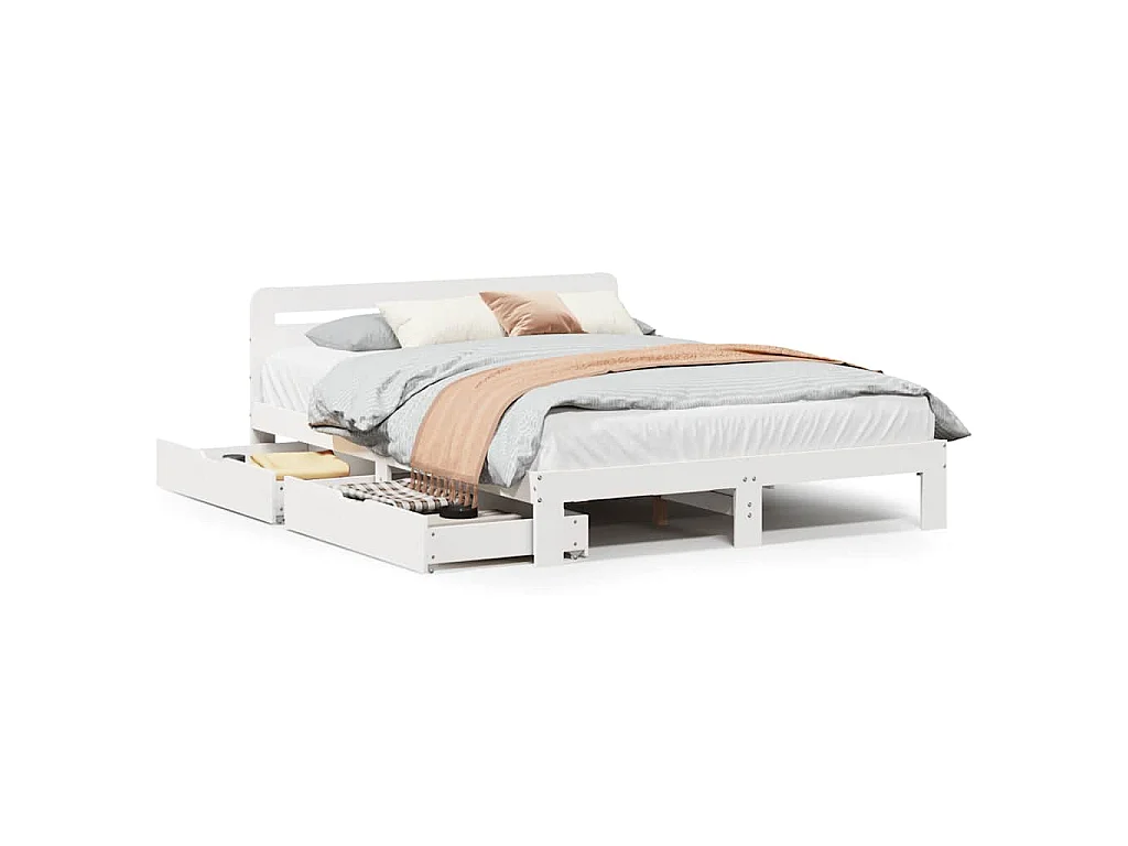 Bedframe zonder matras massief grenenhout wit 140x200 cm