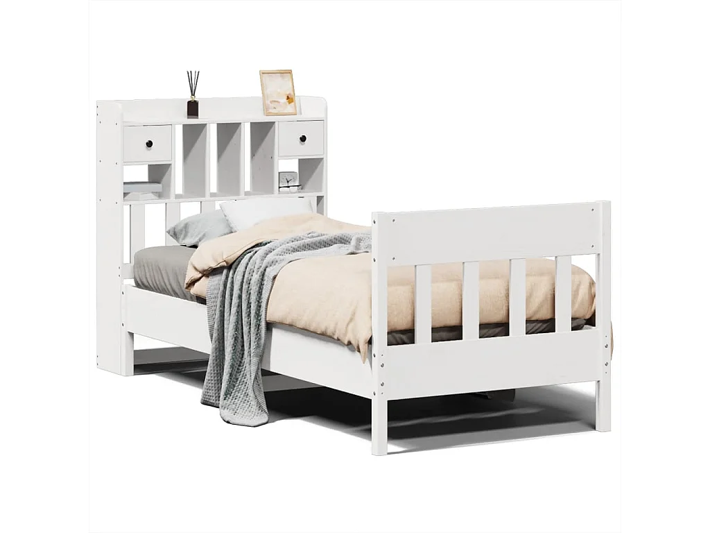 Bedframe zonder matras massief grenenhout wit 75x190 cm