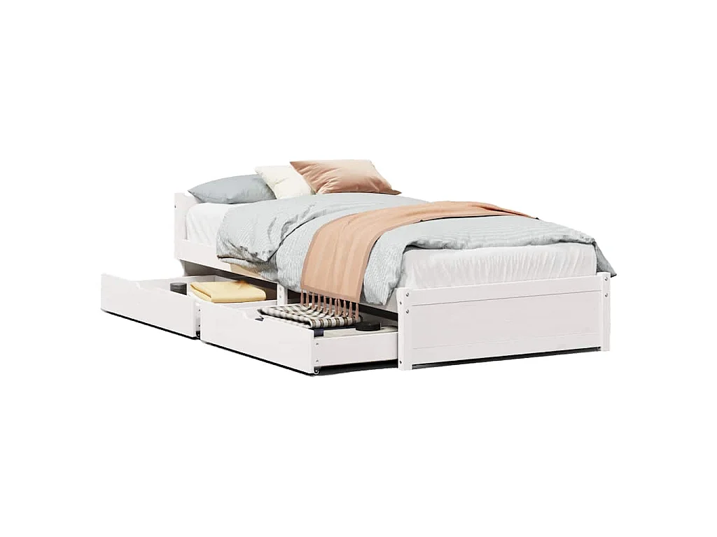 Bedframe zonder matras massief grenenhout wit 90x190 cm