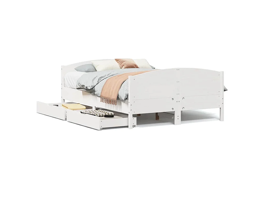 Bedframe zonder matras massief grenenhout wit 120x190 cm