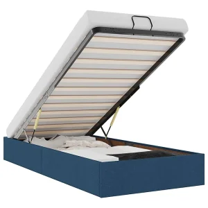 Bedframe zonder matras 90×200 cm stof blauw Bedframe zonder matras 90×200 cm stof blauw