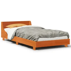 Bedframe zonder matras massief grenenhout wasbruin 90×200 cm Bedframe zonder matras massief grenenhout wasbruin 90×200 cm