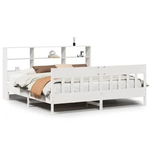 Bedframe zonder matras massief grenenhout wit 180×200 cm