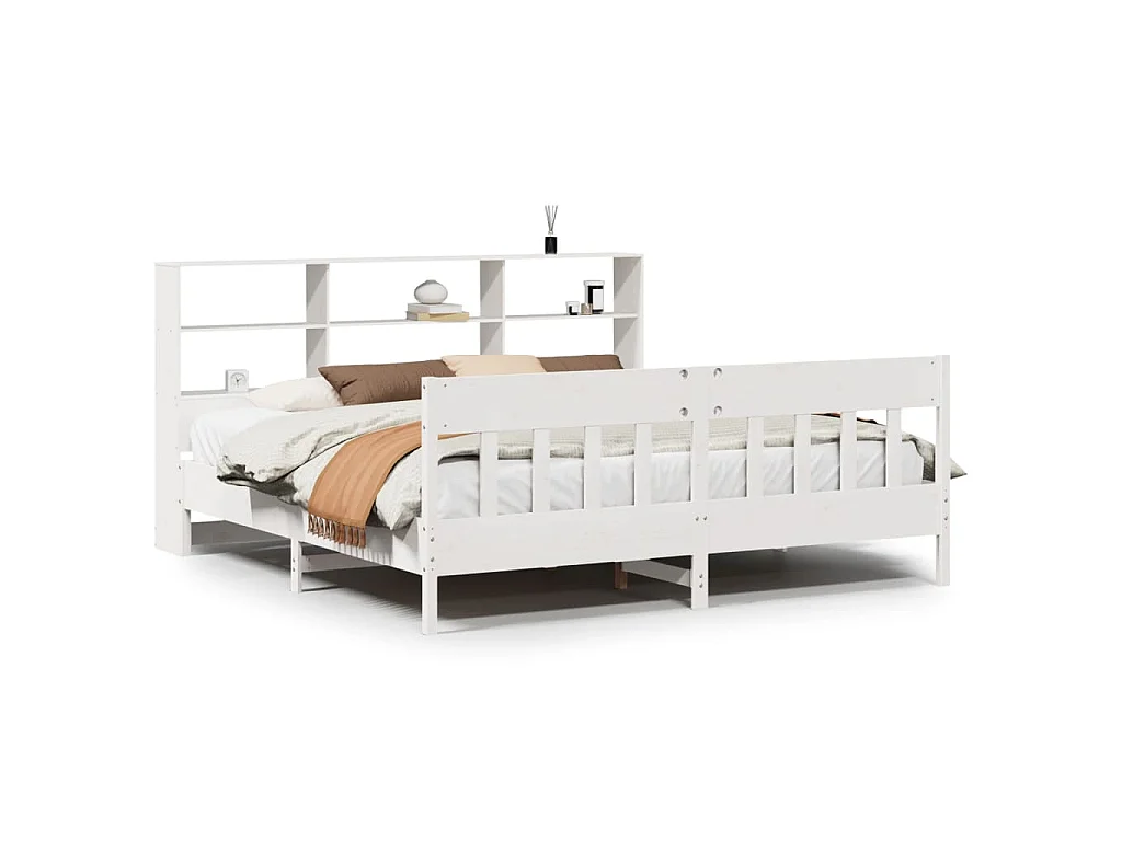 Bedframe zonder matras massief grenenhout wit 180x200 cm