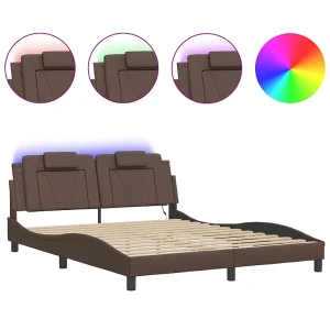 Bedframe "Viana" met LED zonder matras bruin 160×200 cm Bedframe "Viana" met LED zonder matras bruin 160×200 cm