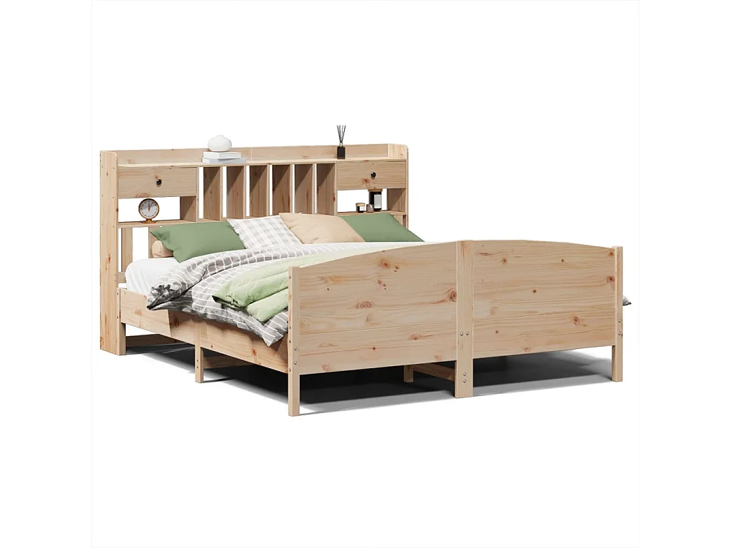 Bed met boekenkast zonder matras massief grenenhout 180x200 cm