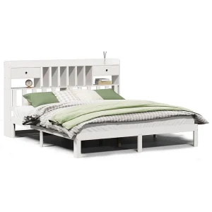 Bed met boekenkast zonder matras grenenhout wit 180×200 cm Bed met boekenkast zonder matras grenenhout wit 180×200 cm