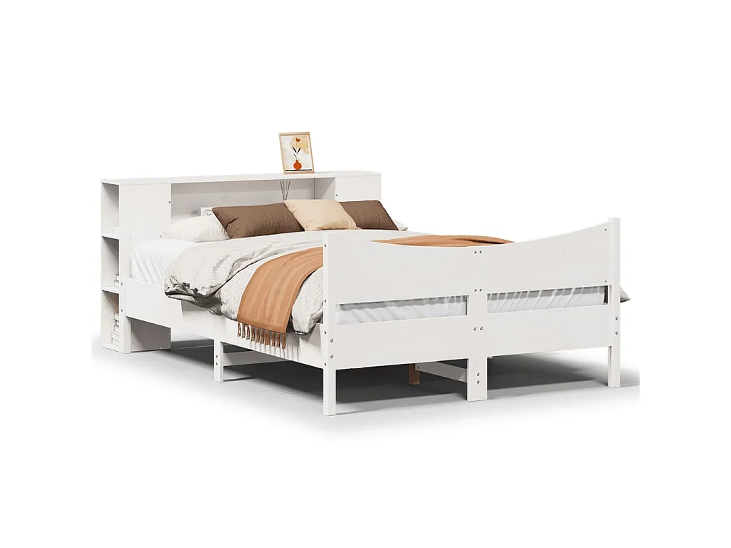 Bedframe zonder matras massief grenenhout wit 140x200 cm