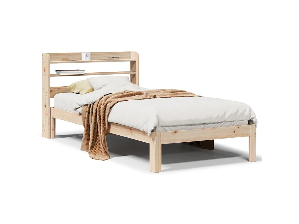 Bedframe met hoofdbord massief grenenhout 90x190 cm