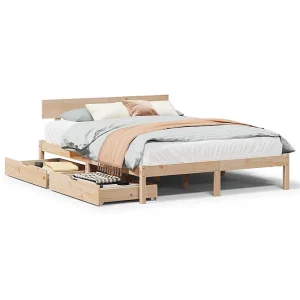 Bedframe zonder matras massief grenenhout 140×190 cm
