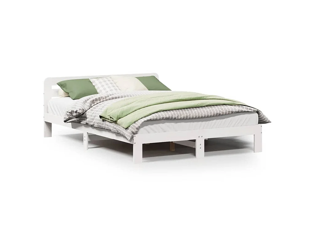 Bedframe zonder matras massief grenenhout wit 150x200 cm