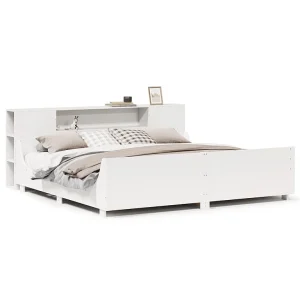 Bedframe zonder matras massief grenenhout wit 200×200 cm Bedframe zonder matras massief grenenhout wit 200×200 cm
