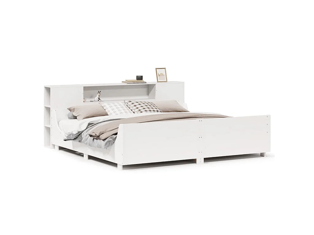 Bedframe zonder matras massief grenenhout wit 200x200 cm
