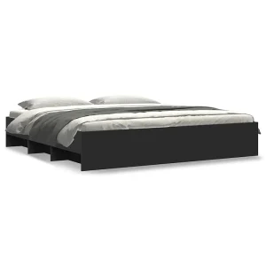 Bedframe massief hout zwart 200×200 cm Bedframe massief hout zwart 200×200 cm