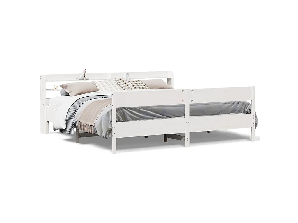 Bedframe zonder matras massief grenenhout wit 200x200 cm