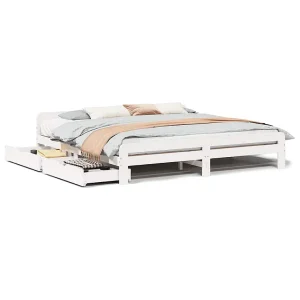 Bedframe zonder matras massief grenenhout wit 200×200 cm Bedframe zonder matras massief grenenhout wit 200×200 cm