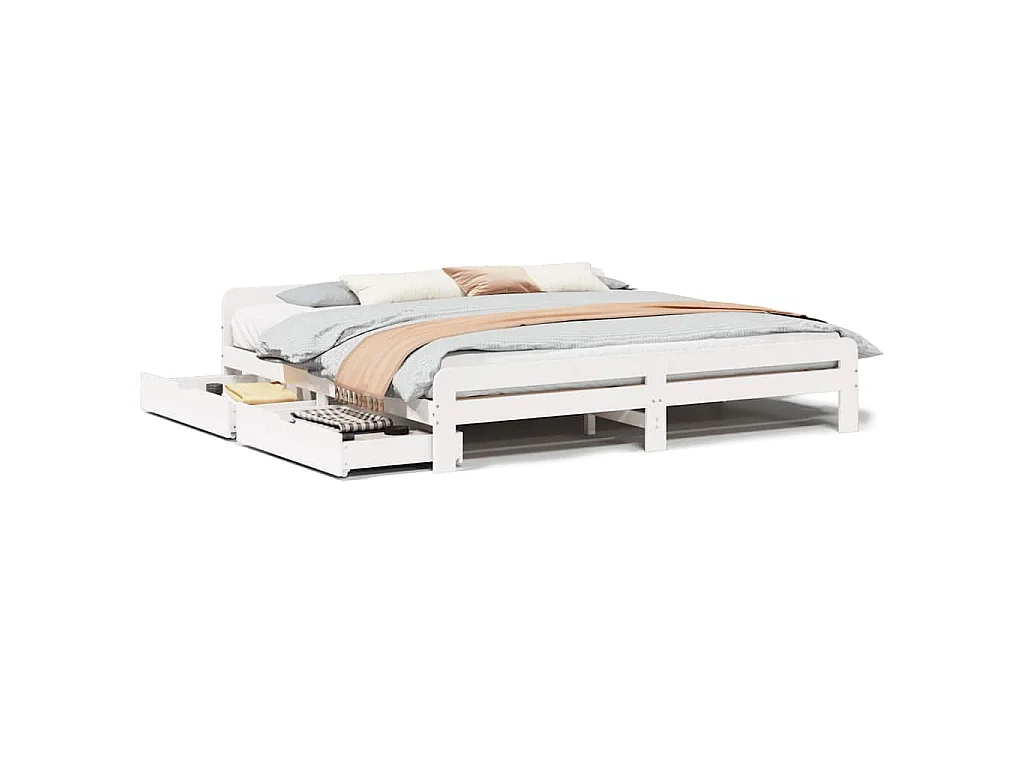 Bedframe zonder matras massief grenenhout wit 200x200 cm