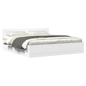 Bedframe met hoofdeinde zonder matras 200×200 cm wit