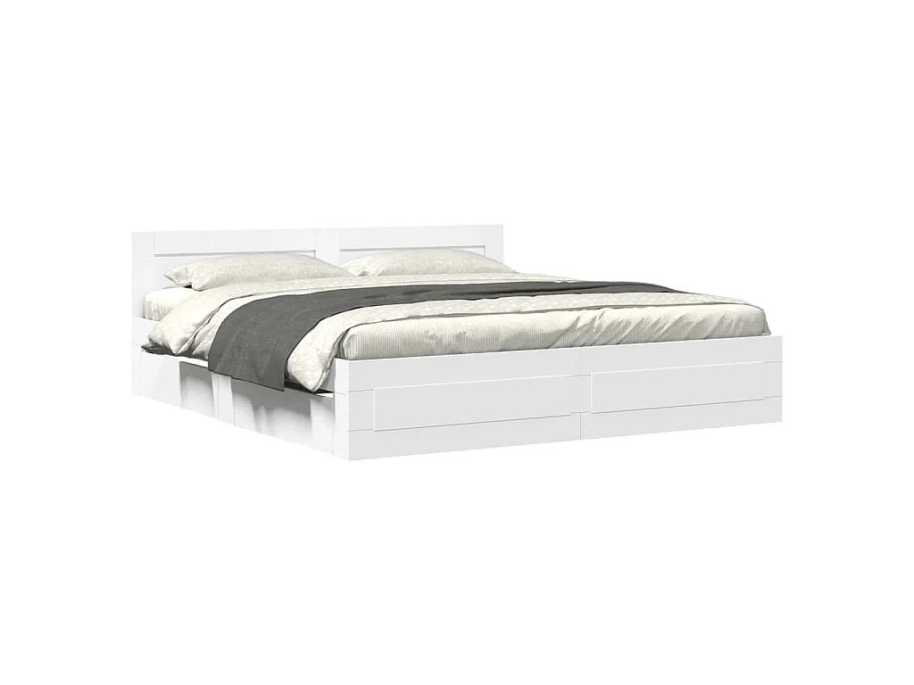Bedframe met hoofdeinde zonder matras 200x200 cm wit