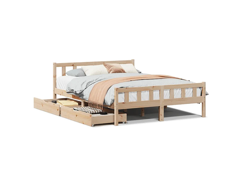 Bedframe zonder matras massief grenenhout 120x190 cm