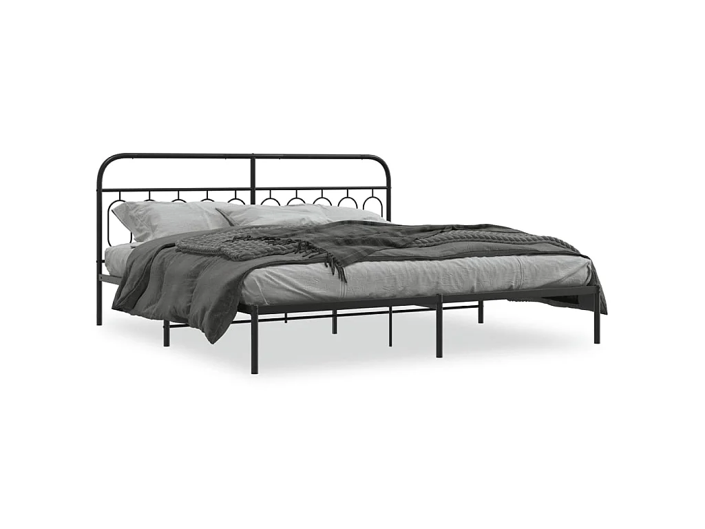 Bedframe met hoofdbord metaal zwart 200x200 cm