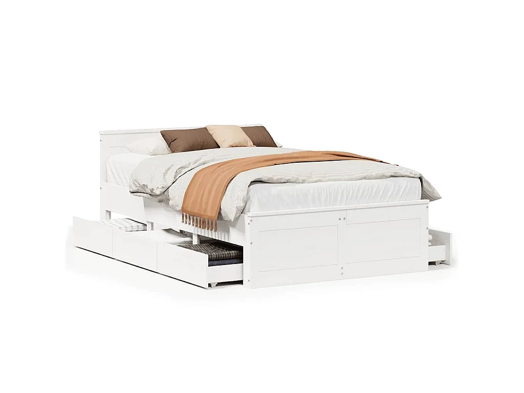 Bedframe zonder matras met hoofdbord grenenhout wit 120x190 cm