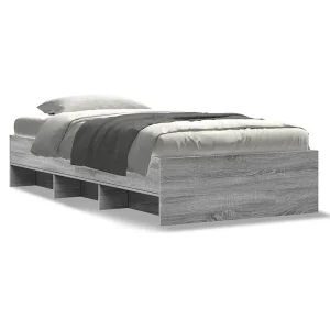 Bedframe bewerkt hout grijs sonoma eikenkleurig 100×200 cm Bedframe bewerkt hout grijs sonoma eikenkleurig 100×200 cm