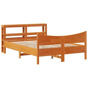 Bedframe met hoofdbord massief grenenhout wasbruin 140×190 cm Bedframe met hoofdbord massief grenenhout wasbruin 140×190 cm