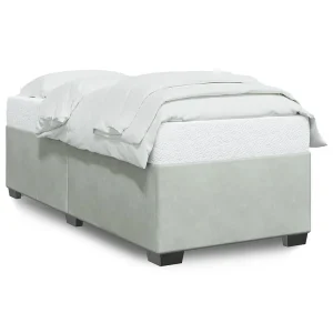 Bedframe zonder matras 90×190 cm fluweel lichtgrijs Bedframe zonder matras 90×190 cm fluweel lichtgrijs