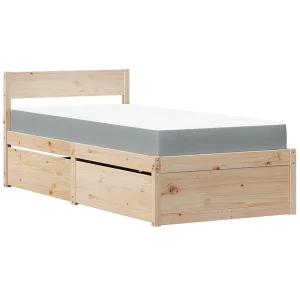 Bed met lades en matras massief grenenhout 90×190 cm Bed met lades en matras massief grenenhout 90×190 cm
